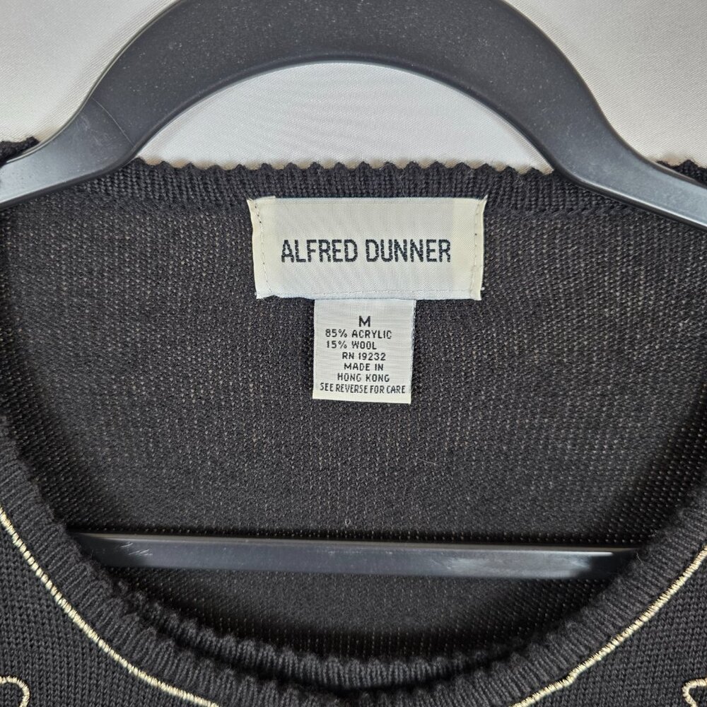 Alfred Dunner Black Wool Blend Cardigan Sweater & Shell Size Medium Embellished - Picture 3 of 13